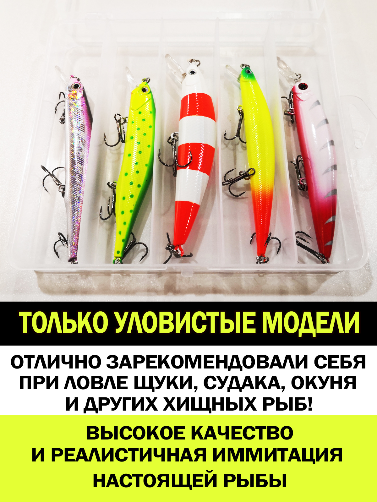 Набор воблеров 5штук в кейсе