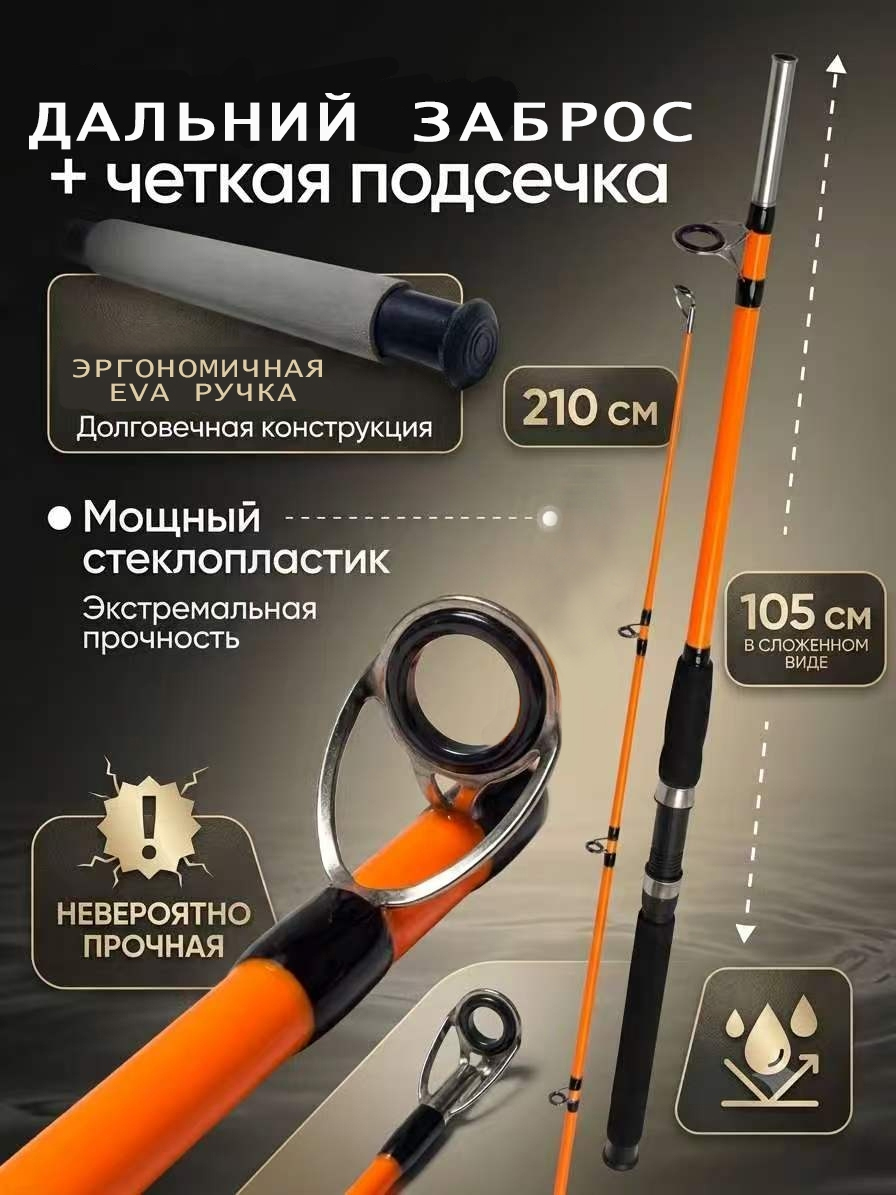 Спиннинг Etovei 210см, две секции, тест 50-150гр. 2штуки